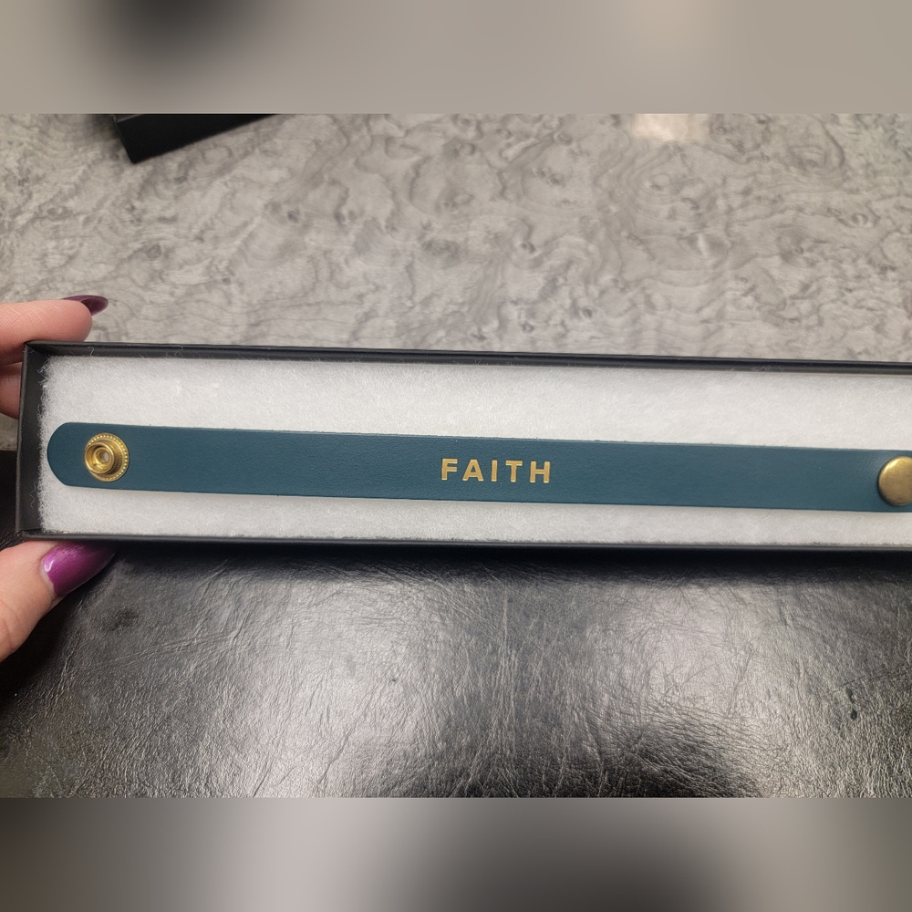 Nickel & Suede Royal Teal "Faith" Cuff